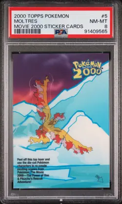 PSA 8 NM/MINT TOPPS POKEMON THE MOVIE 2000 STICKER CARDS 5 MOLTRES - Image 1