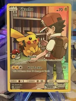 Pokemon TCG Sun & Moon Cosmic Eclipse Pikachu Card 241/236 Secret Rare Holo - Image 1