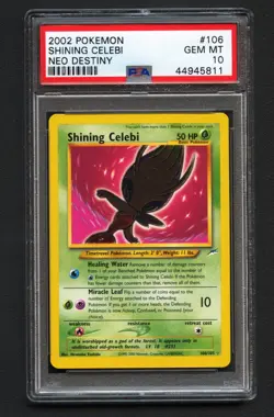 Shining Celebi Holo Pokemon Card Unlimited Neo Destiny 106/105 BGS PSA 10 - Image 1