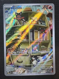 Pokemon TCG Litten Temporal Forces Illustration Card 167/162 Near Mint Condition - Image 1