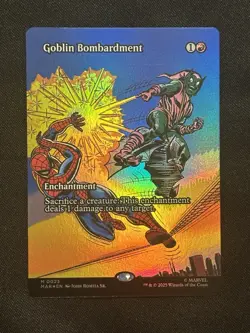 2025 MTG Spiderman Goblins Bombardment Borderless Foil - Image 1
