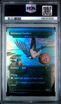 2024 MTG SECRET LAIR DROP FOIL #1675 AFRICAN SWALLOW/EUROPEAN SWALLOW PSA 9 - Image 2