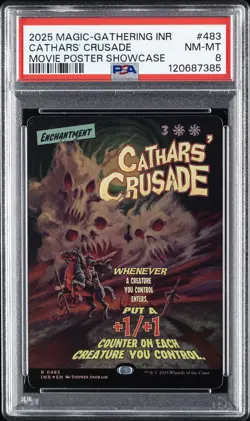 2025 MTG INNISTRAD REMASTERED MOVIE POSTER SC #483 CATHARS' CRUSADE PSA 8 - Image 1