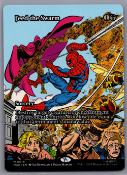 MTG Feed the Swarm 0016 Borderless MTG Spider-Man Non-Foil NM/M - Image 1