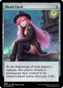 BLOOD CLOCK : altered-art card for use with MTG : with SEXY STEAMPUNK GIRL! - Image 1