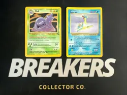 1999 Fossil Vintage Pokemon 2 Card Lot: Holo Lapras 10/62 & Holo Muk 13/62 - Image 1