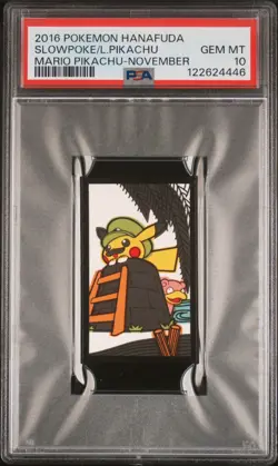 2016 POKEMON HANAFUDA MARIO PIKACHU NOVEMBER LUIGI PIKACHU/SLOWPOKE PSA 10 - Image 1