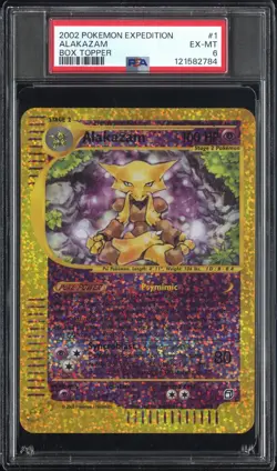2002 POKEMON EXPEDITION BOX TOPPER #1 ALAKAZAM PSA 6 - Image 1