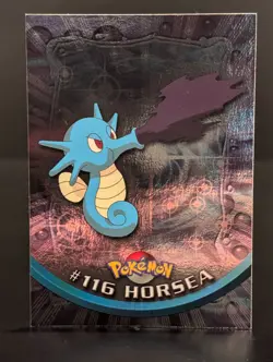 POKEMON 2000 TOPPS TV ANIMATION #116 HORSEA HOLO CARD BLUE LOGO - Image 1