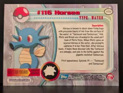POKEMON 2000 TOPPS TV ANIMATION #116 HORSEA HOLO CARD BLUE LOGO - Image 2
