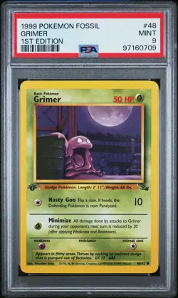 1999 POKEMON FOSSIL 1ST EDITION #48 GRIMER PSA 9 - Image 1