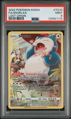 2022 Pokemon SWSH Snorlax Lost Origin FA #TG10 PSA 9 Mint Card - Image 1