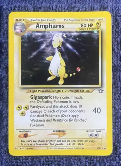2000 Pokemon Neo Genesis Set Ampharos Holo Foil Rare # 1/111 Vintage Card - Image 1