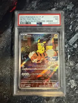 2023 Pokemon JPN SV-P Promo #098 Detective Pikachu Card, PSA 7 - Image 1