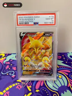 PSA 10 🟣 2020 Pokemon Full Art ALAKAZAM V Vivid Voltage 172 GEM MINT - Image 1