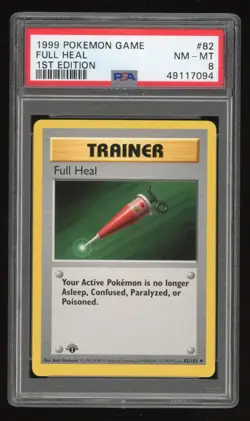 1999 Pokemon 1st Edition Shadowless Full Heal #82 PSA 8 - Image 1