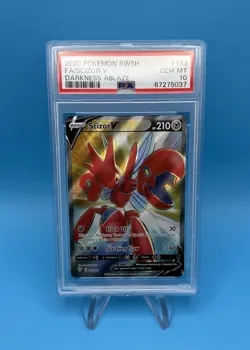 2020 POKEMON SWSH DARKNESS ABLAZE #183 FULL ART/ SCIZOR V PSA 10 GEM MT 183 - Image 1