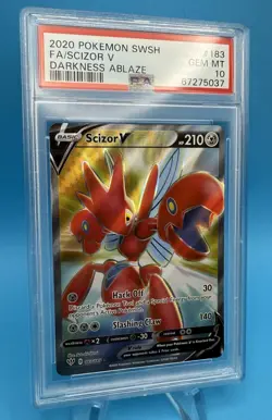 2020 POKEMON SWSH DARKNESS ABLAZE #183 FULL ART/ SCIZOR V PSA 10 GEM MT 183 - Image 3
