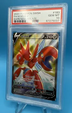 2020 POKEMON SWSH DARKNESS ABLAZE #183 FULL ART/ SCIZOR V PSA 10 GEM MT 183 - Image 4