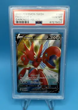 2020 POKEMON SWSH DARKNESS ABLAZE #183 FULL ART/ SCIZOR V PSA 10 GEM MT 183 - Image 5