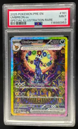2025 Pokemon S&V Prismatic Evolutions Umbreon ex SIR PSA 9 Mint #161/131 - Image 1