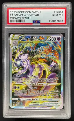 2023 Pokemon SW&SH Crown Zenith Mewtwo VStar Galarian Gallery PSA 10 Gem Mint - Image 1