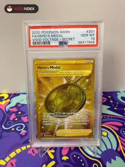 PSA 10 🟡 2020 Pokemon SWSH FA / Hero’s Medal 201 Vivid Voltage GEM MINT - Image 1