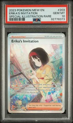 2023 Pokemon Mew EN Special Illustration Rare #203 Erika's Invitation PSA 10 - Image 1