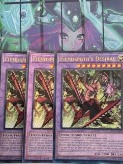 Yugioh 3x Fiendsmith's Desirae Prismatic Ultimate Rare PUR RA04-EN056 1st Ed NM - Image 1