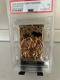 1999 BURGER KING POKEMON GOLD CARDS CHARIZARD PSA 5 - Image 1