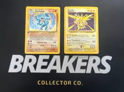 1999 Base Set Vintage Pokemon 2 Card Lot: Holo 1st Edition Machamp & Zapdos - Image 1
