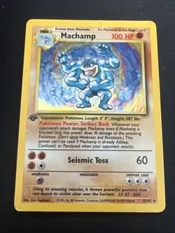 1999 Base Set Vintage Pokemon 2 Card Lot: Holo 1st Edition Machamp & Zapdos - Image 2