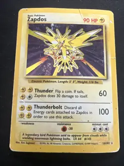 1999 Base Set Vintage Pokemon 2 Card Lot: Holo 1st Edition Machamp & Zapdos - Image 4