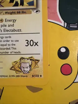 Pokemon TCG Lt. Surge's Electabuzz Gym Heroes Holo Card 6/132 Unlimited Rare HP - Image 3