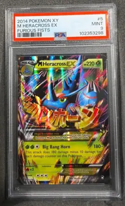 POKEMON CARD MEGA M HERACROSS EX 5 XY FURIOUS FISTS #5 GRADED PSA 9 MINT VINTAGE - Image 1