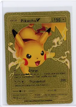 Pokemon Gold Foil Fan Art Card PIKACHU V 190HP 043/185 - Image 1
