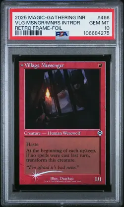 2025 MTG INNISTRAD REMASTERED #466 MOONRISE INTRUDER/VILLAGE MESSENGER PSA 10 - Image 1