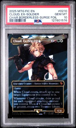 2025 MTG FINAL FANTASY COMMANDER #0210 CLOUD, EX-SOLDIER PSA 10 - Image 1