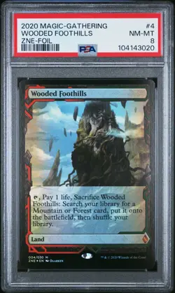 2020 MTG ZENDIKAR RISING EXPEDITIONS FOIL #4 WOODED FOOTHILLS PSA 8 - Image 1