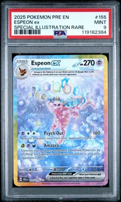 2025 POKEMON PRE EN-PRISMATIC EVOLUTIONS #155 ESPEON EX PSA 9 - Image 1