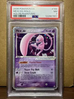PSA 7 NM 2006 POKEMON EX HOLON PHANTOMS SET MEW EX HOLO CARD 100/110 - Image 1