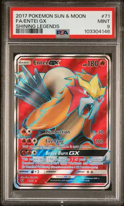 2017 POKEMON SUN & MOON SHINING LEGENDS #71 FULL ART/ENTEI GX PSA 9 - Image 1