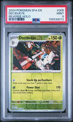 2024 POKEMON SFA EN-SHROUDED FABLE REVERSE HOLO #005 DECIDUEYE PSA 9 - Image 1