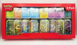 Pokemon TCG, Prismatic Evolutions, 8 Mini Tins Display, Costco Exclusive, Promos - Image 1