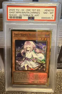 YuGiOh GHOST REAPER & WINTER CHERRIES #MAGO-EN010🔥PSA 8🔥1st ED-ALTERNATE ART - Image 1