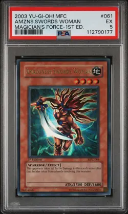 2003 YU-GI-OH! MFC-MAGICIAN'S FORCE 1ST ED #061 AMAZONESS SWORDS WOMAN PSA 5 - Image 1