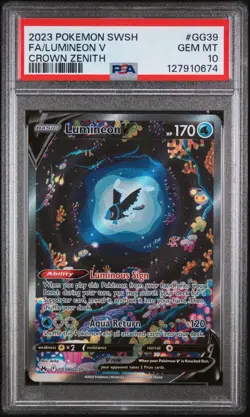 Pokemon Lumineon V GG39/GG70 2023 Crown Zenith Ultra Rare Card - PSA 10 GEM MINT - Image 1
