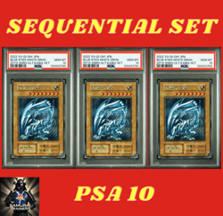 SEQ PSA 10 BLUE-EYES WHITE DRAGON 25th Anniversary Kaiba Set Of 3 Yugioh Card - Image 1