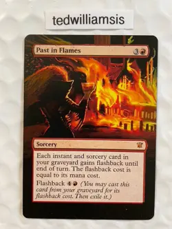 Past in Flames MtG Innistrad Hand Painted Altered Art Extended & Borderless - Image 1