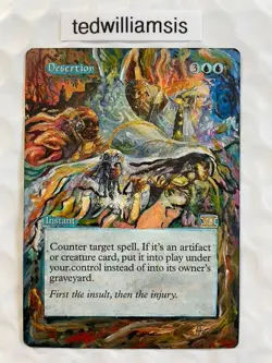 Desertion MTG Core Set 6th Edition Painted Altered Art Extended & Borderless - Image 1